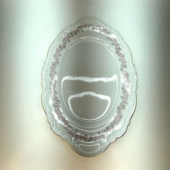 Vintage MITTERTEICH LADY BEATRICE 12.5" Oval Serving Platter Gilded Rims Germany - Picture 3 of 16